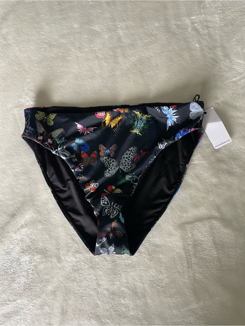 Christian Lacroix Black Butterfly Print Swim Bottoms